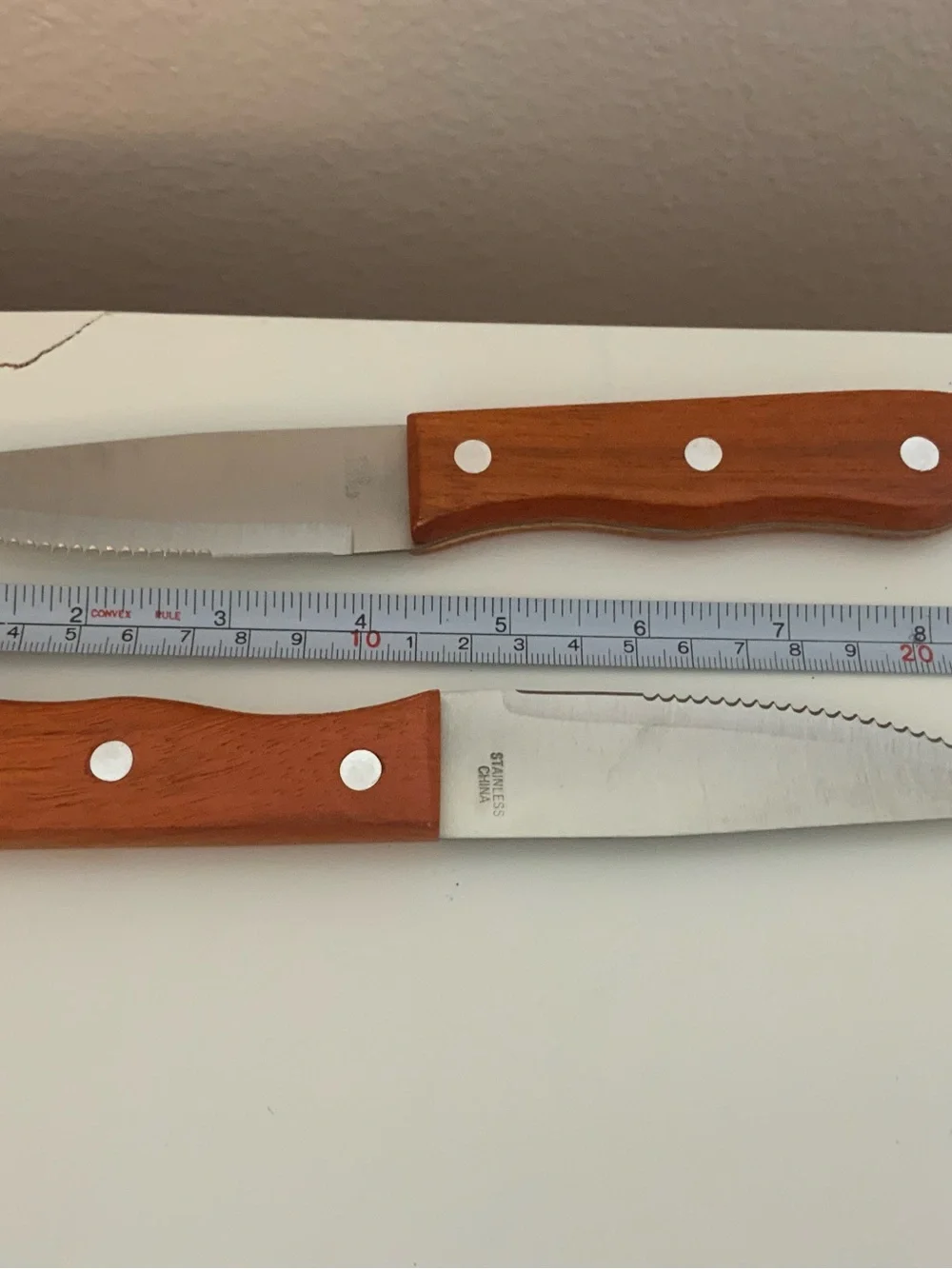 Wood-Handle Steak Knife Set of 4- Red-Brown